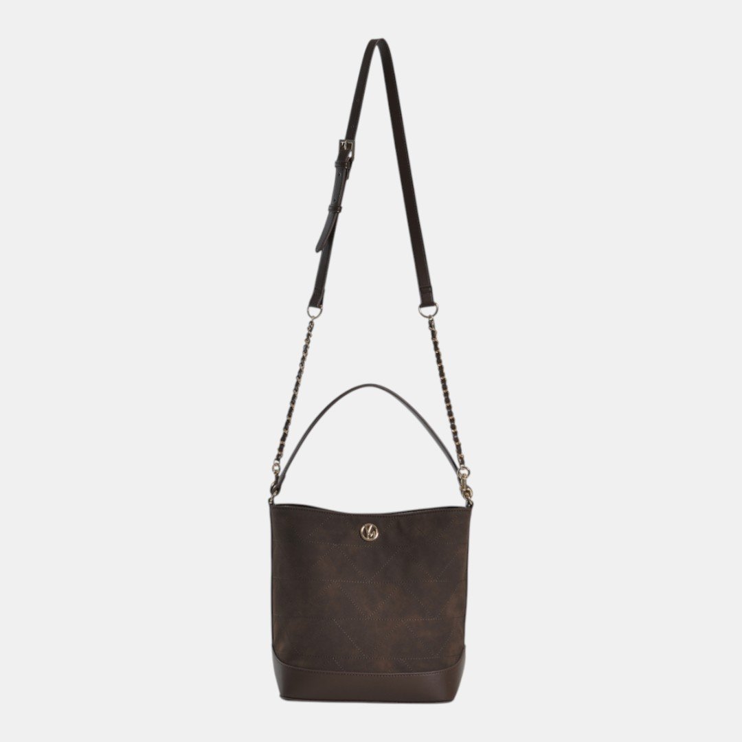 Bolsa Shoulder Via Marte Grande Marrom Bege 3
