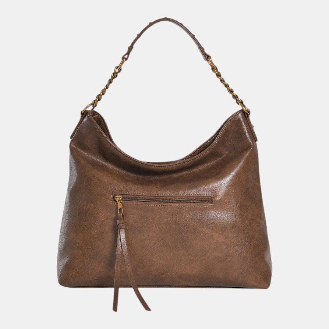 Bolsa Hobo Via Marte Grande Marrom Bege 5