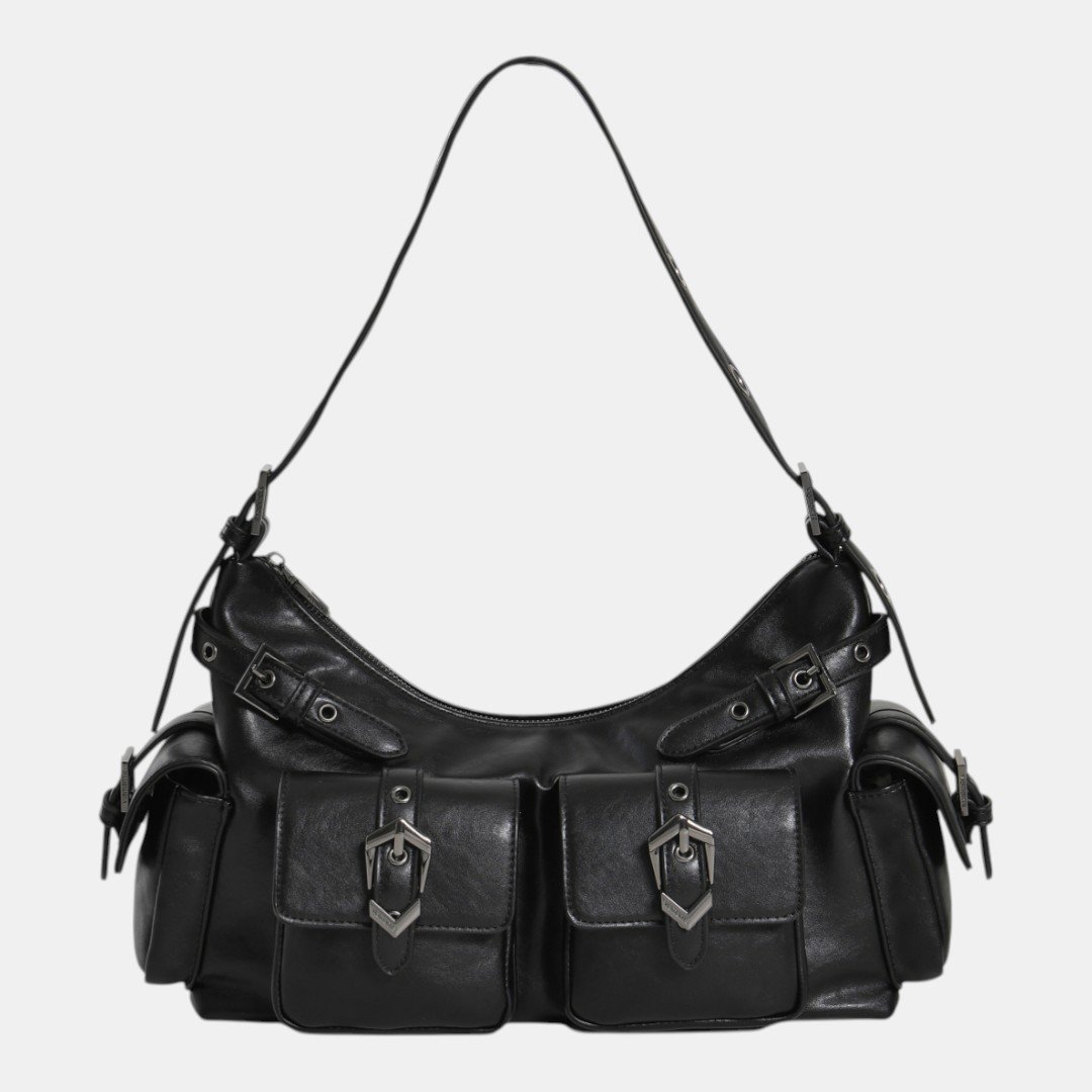 Bolsa Multipocket Via Marte Média Preta com Grafite