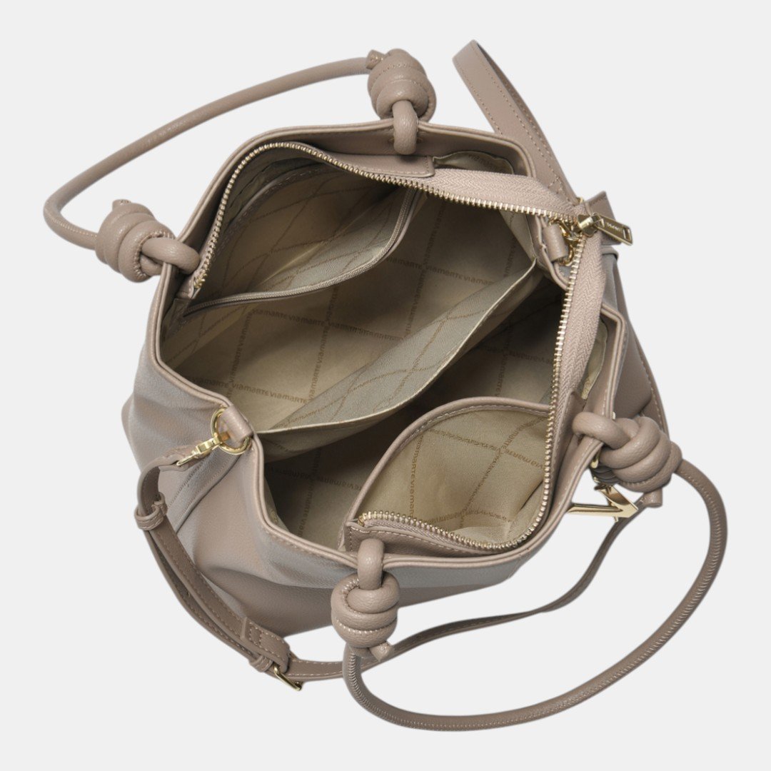 Bolsa Shoulder Via Marte Média Cinza Bege 4