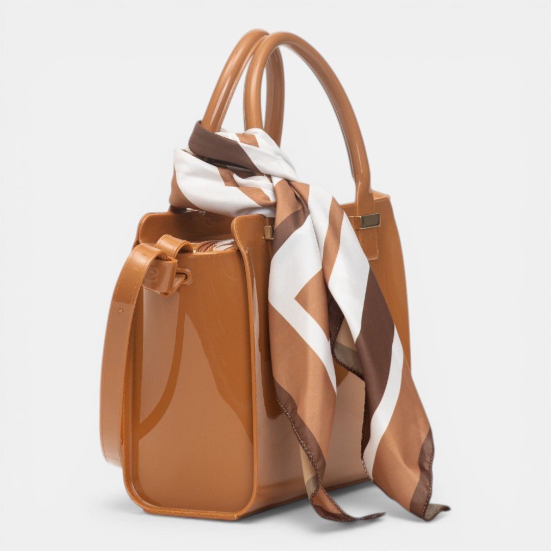 Bolsa Petite Jolie Love II Com Lenço Caramelo Marrom 2