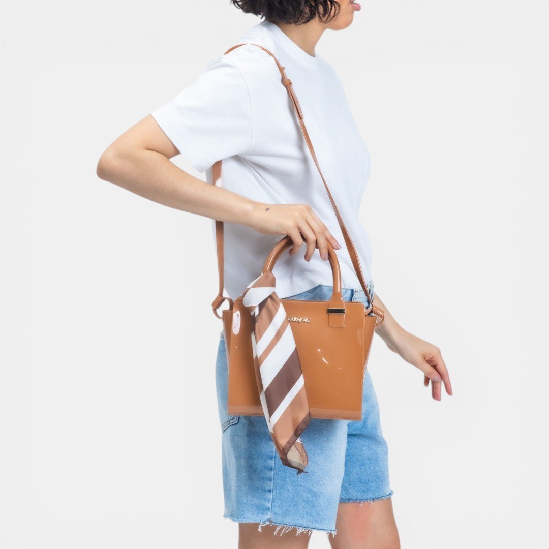 Bolsa Petite Jolie Love II Com Lenço Caramelo Marrom 3