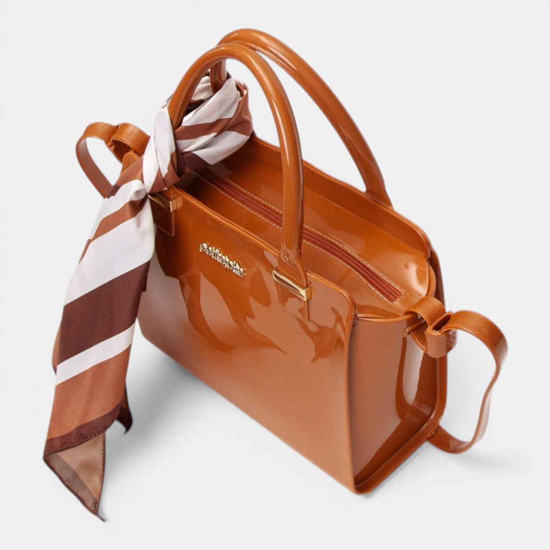 Bolsa Petite Jolie Love II Com Lenço Caramelo Marrom 4