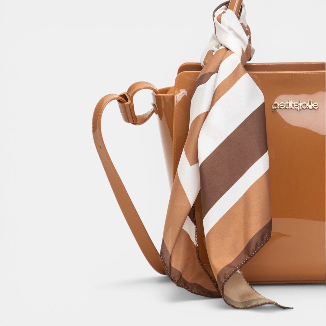 Bolsa Petite Jolie Love II Com Lenço Caramelo Marrom 5