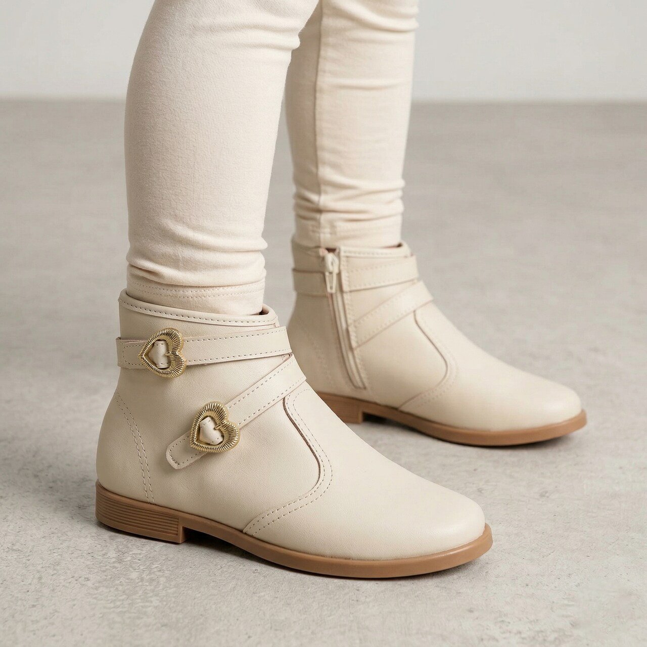 Bota Molekinha Feminina Infantil Off White Bege 2