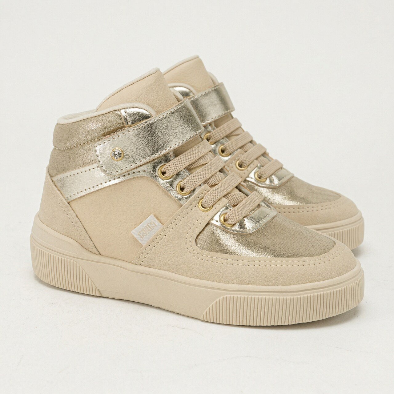 Tênis Klin Sky Cano Alto Infantil Metalizado Off White Bege/Dourado 3