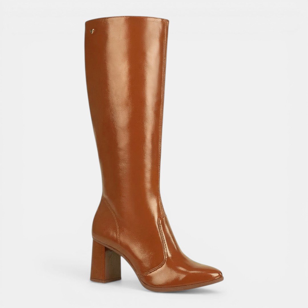 Bota Mississipi Cano Longo Salto Bloco Caramelo Marrom 2