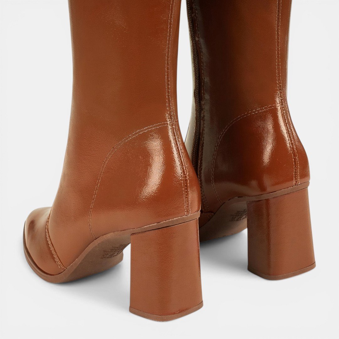 Bota Mississipi Cano Longo Salto Bloco Caramelo Marrom 6