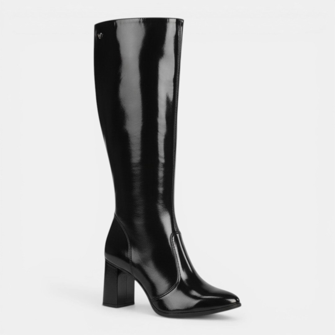 Bota Mississipi Cano Longo Salto Bloco Preta Preto 3