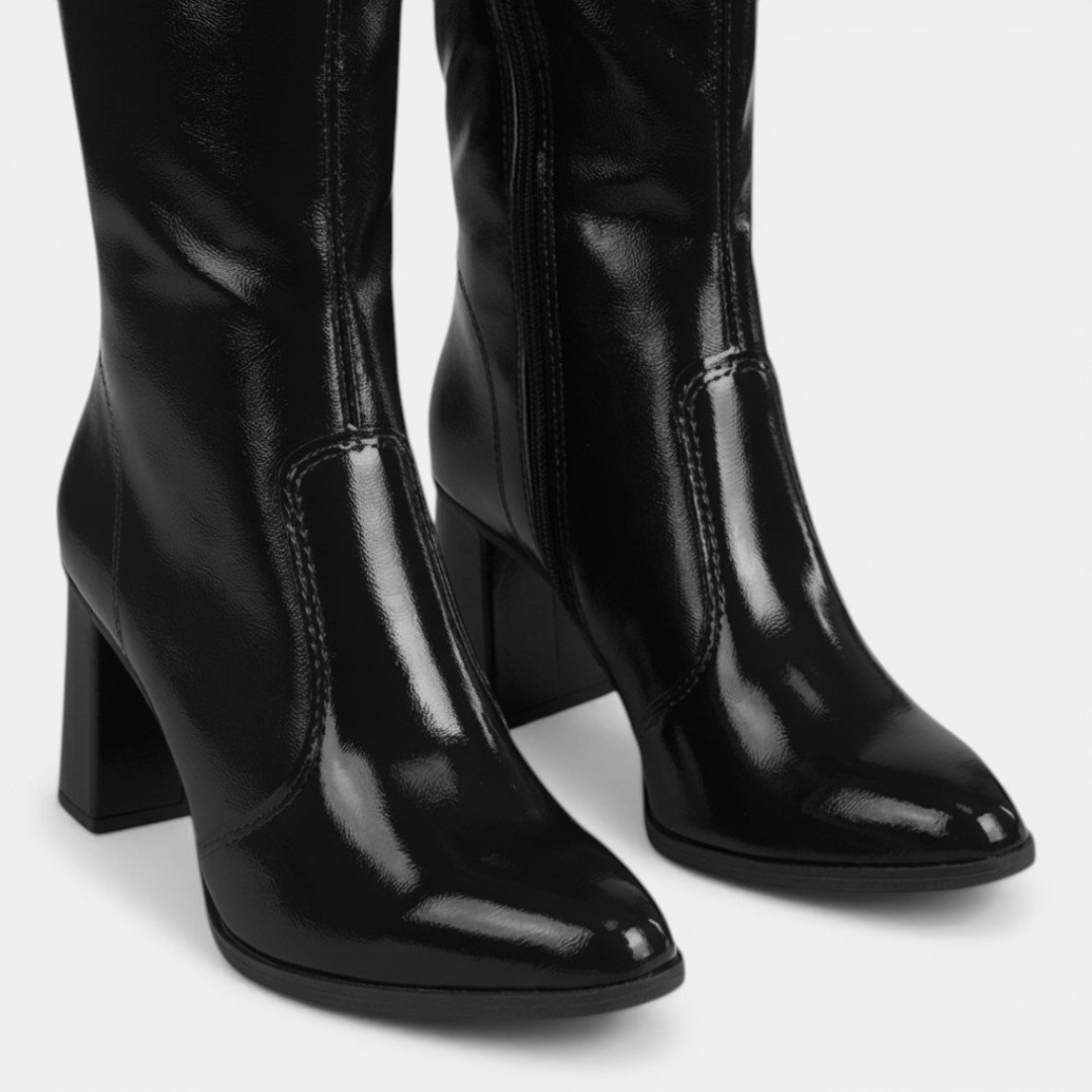 Bota Mississipi Cano Longo Salto Bloco Preta Preto 6