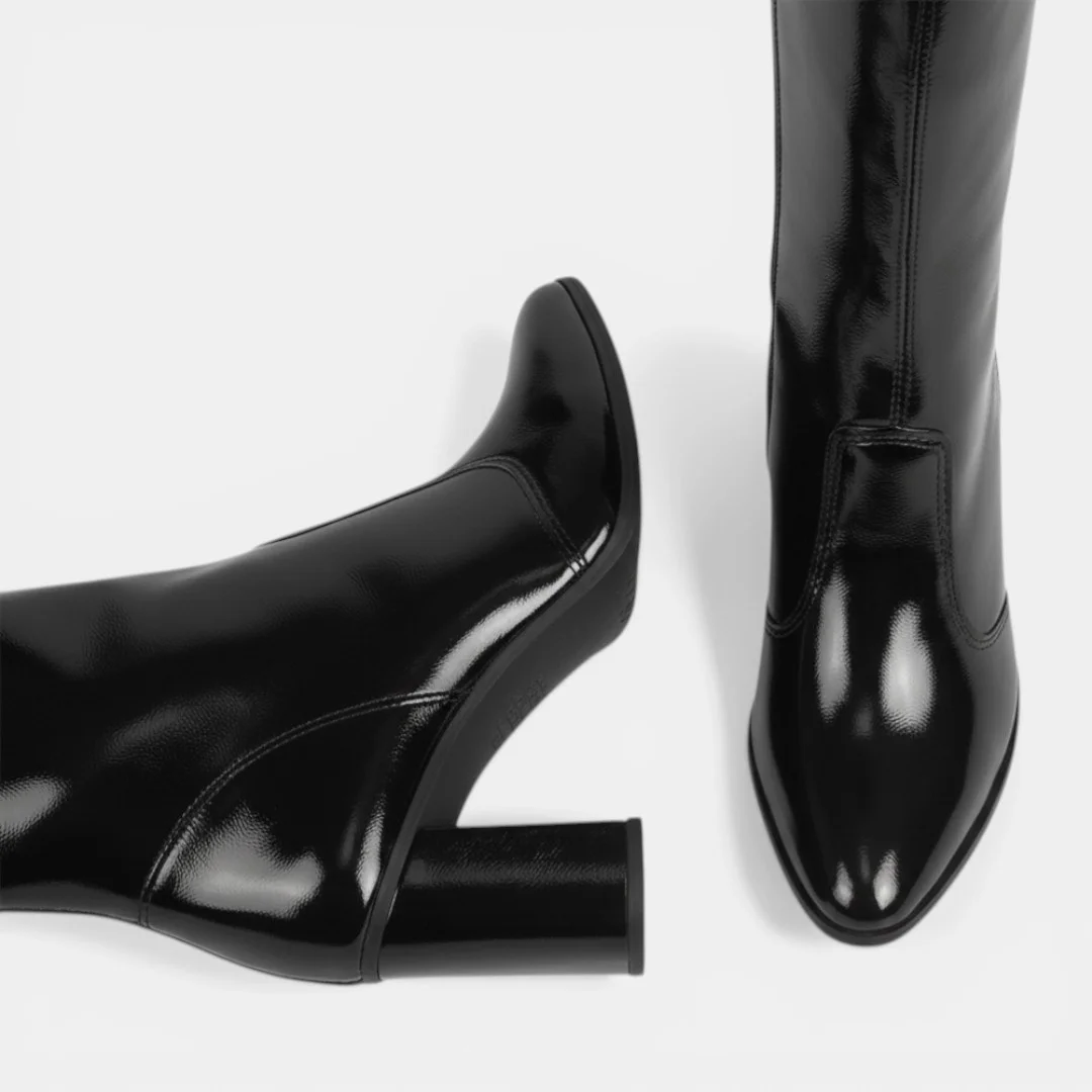 Bota Mississipi Cano Longo Salto Bloco Preta