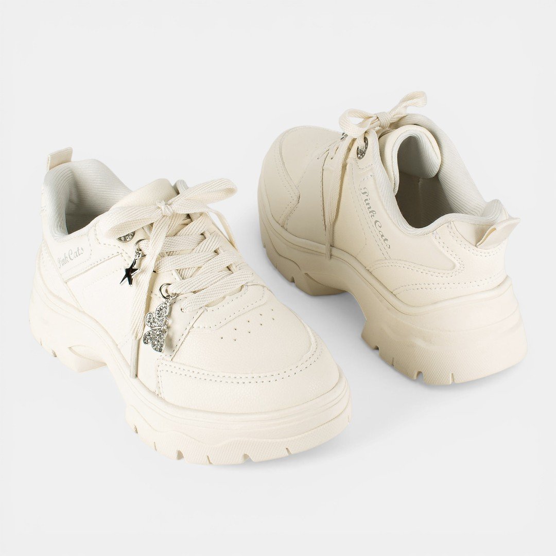 Tênis Pink Cats Infantil Off White Bege 6
