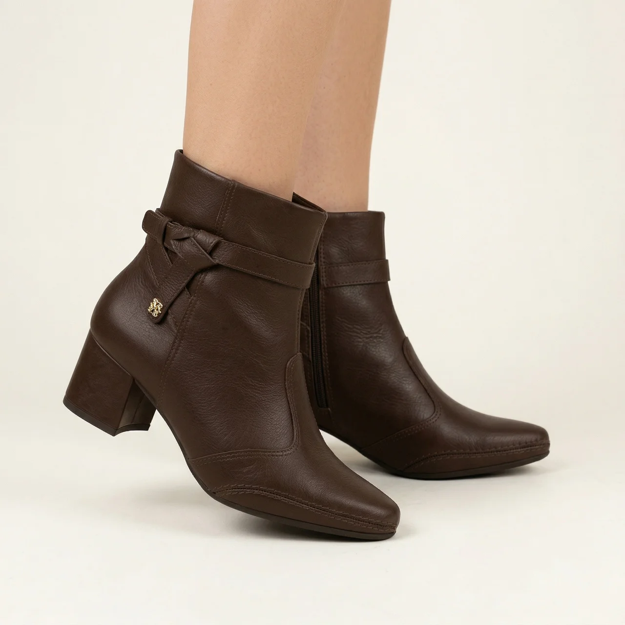 Bota Ramarim Total Comfort Em Couro Marrom Marrom 2
