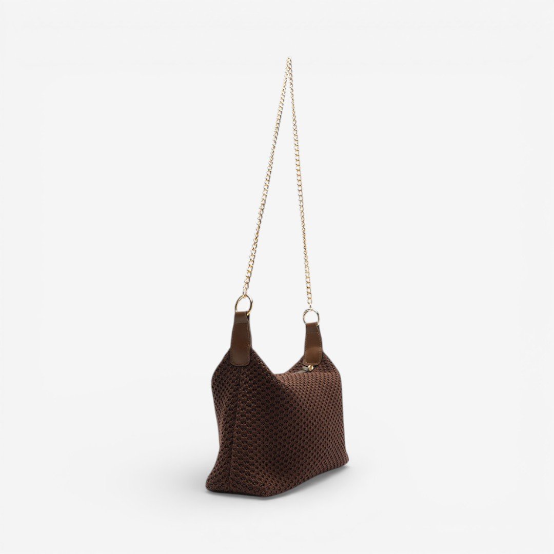 Bolsa Brizza Arrezo Pequena Knit Marrom Marrom 2