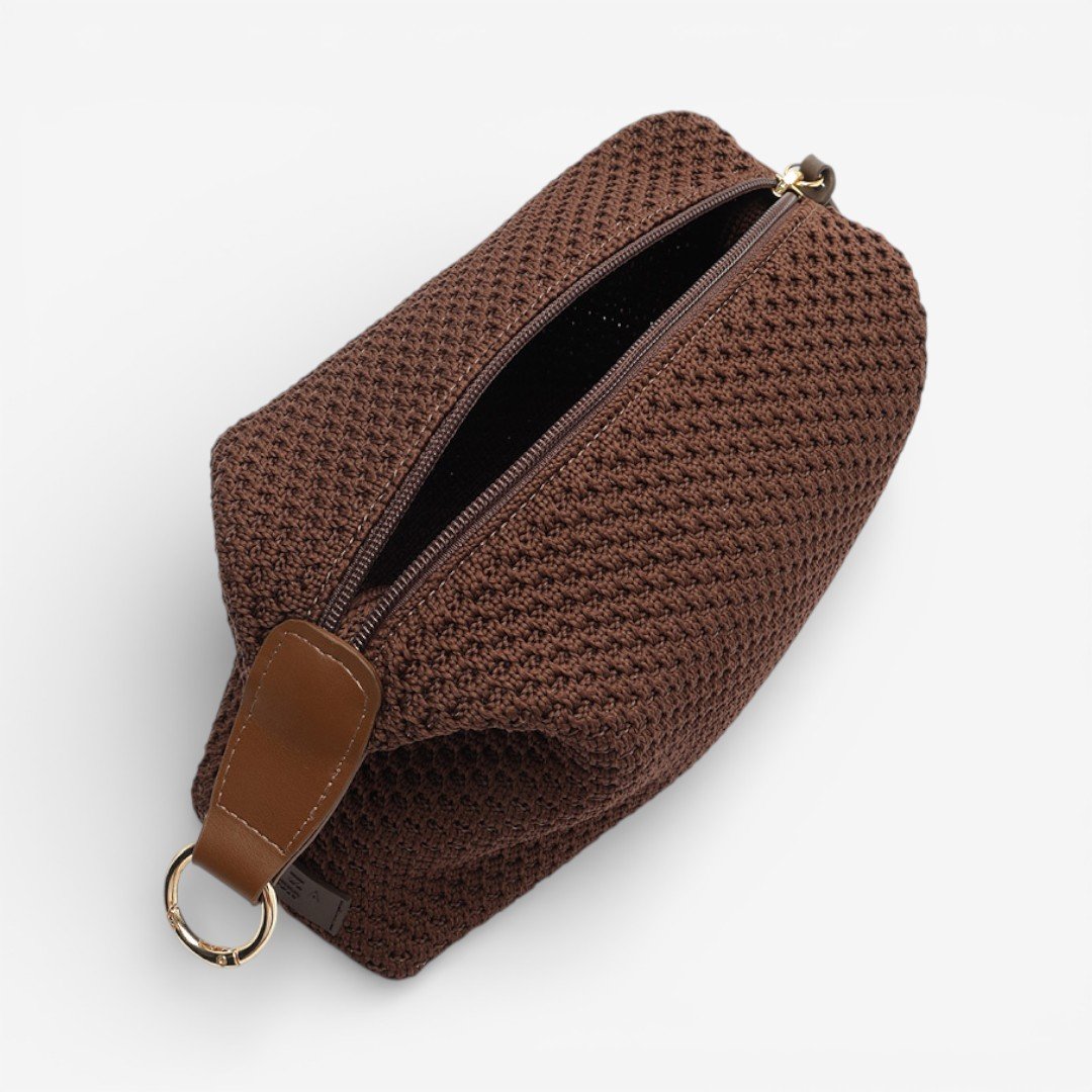 Bolsa Brizza Arrezo Pequena Knit Marrom Marrom 3