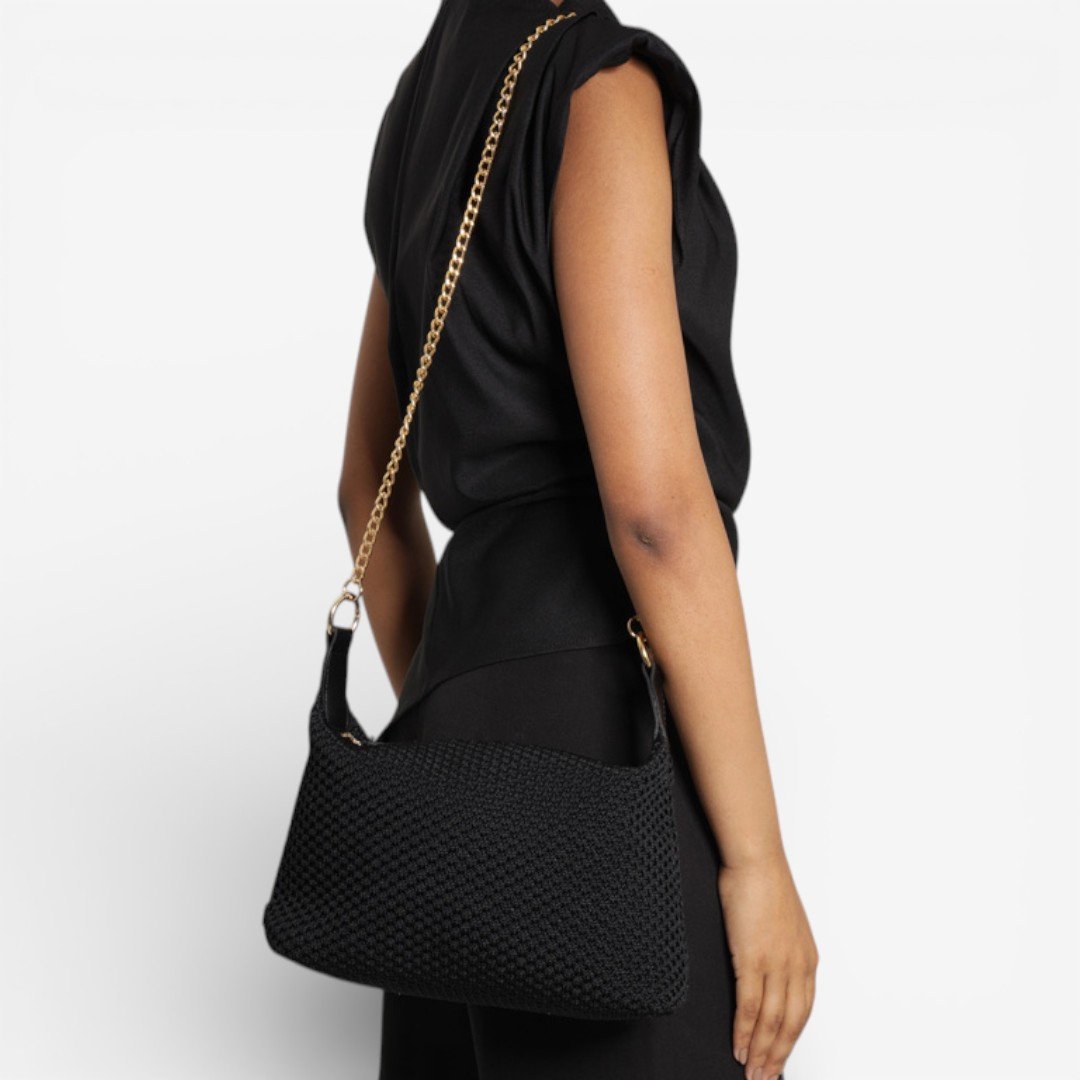 Bolsa Brizza Arrezo Pequena Knit Preta Preto 4