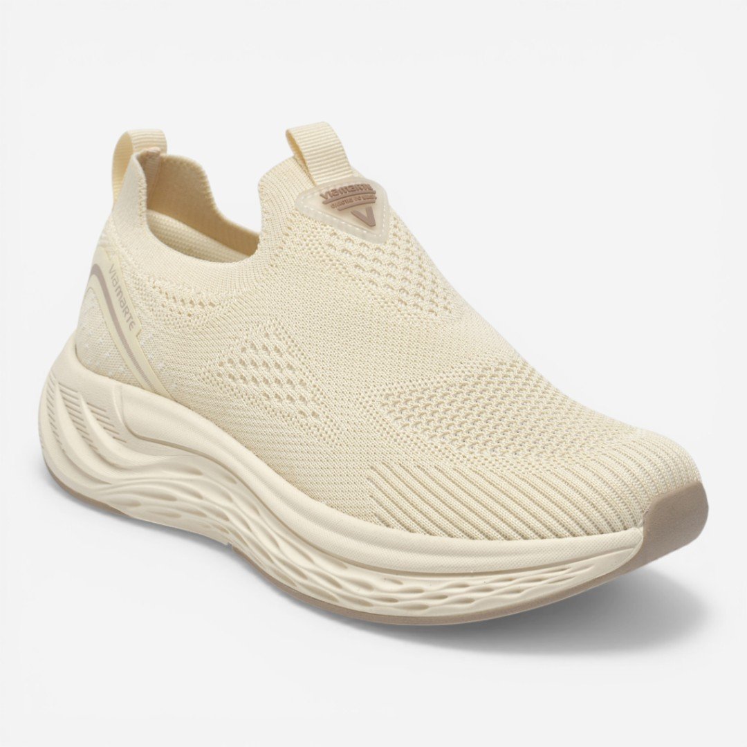 Tênis Slip On Via Marte Casual Knit Marfim Bege 2