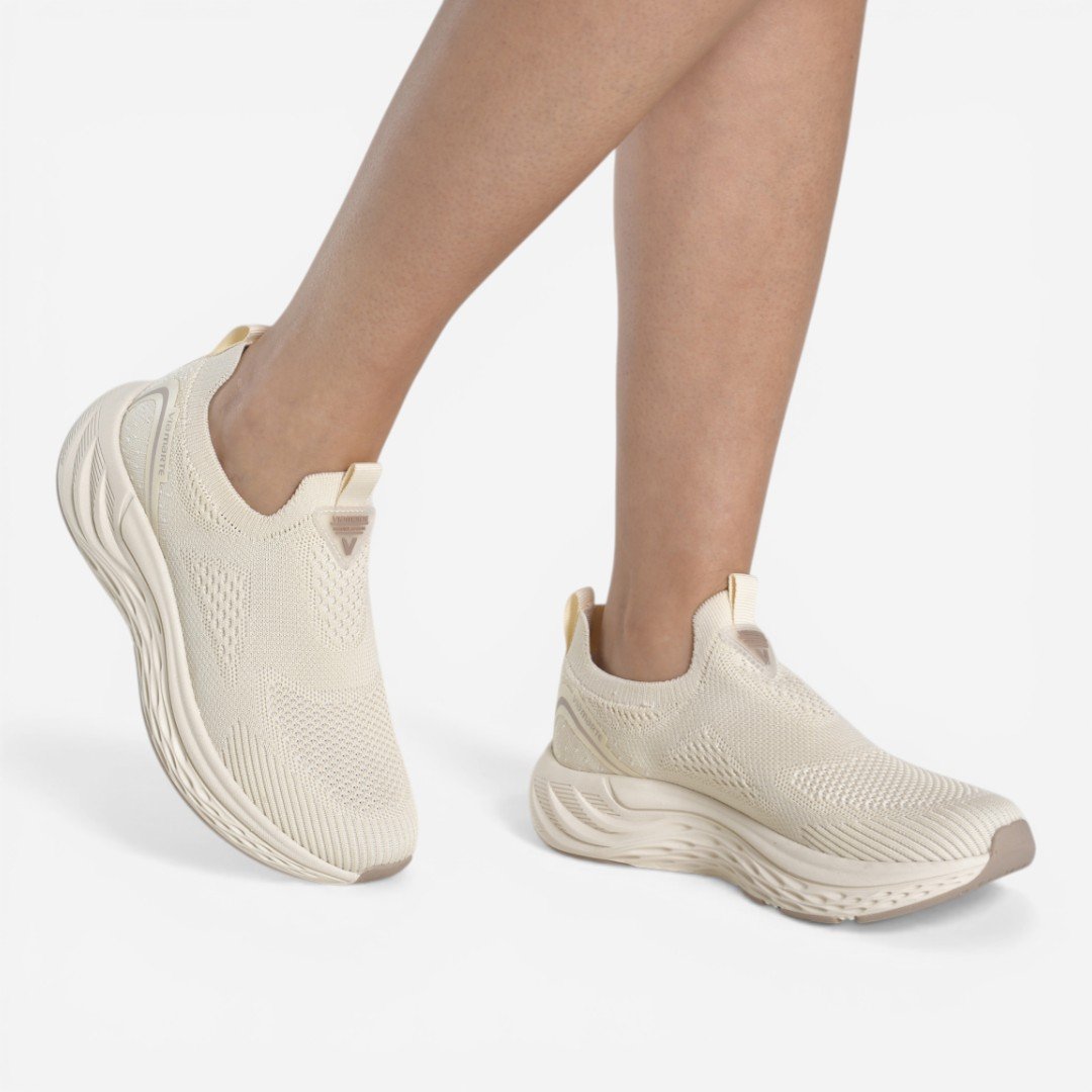 Tênis Slip On Via Marte Casual Knit Marfim Bege 3