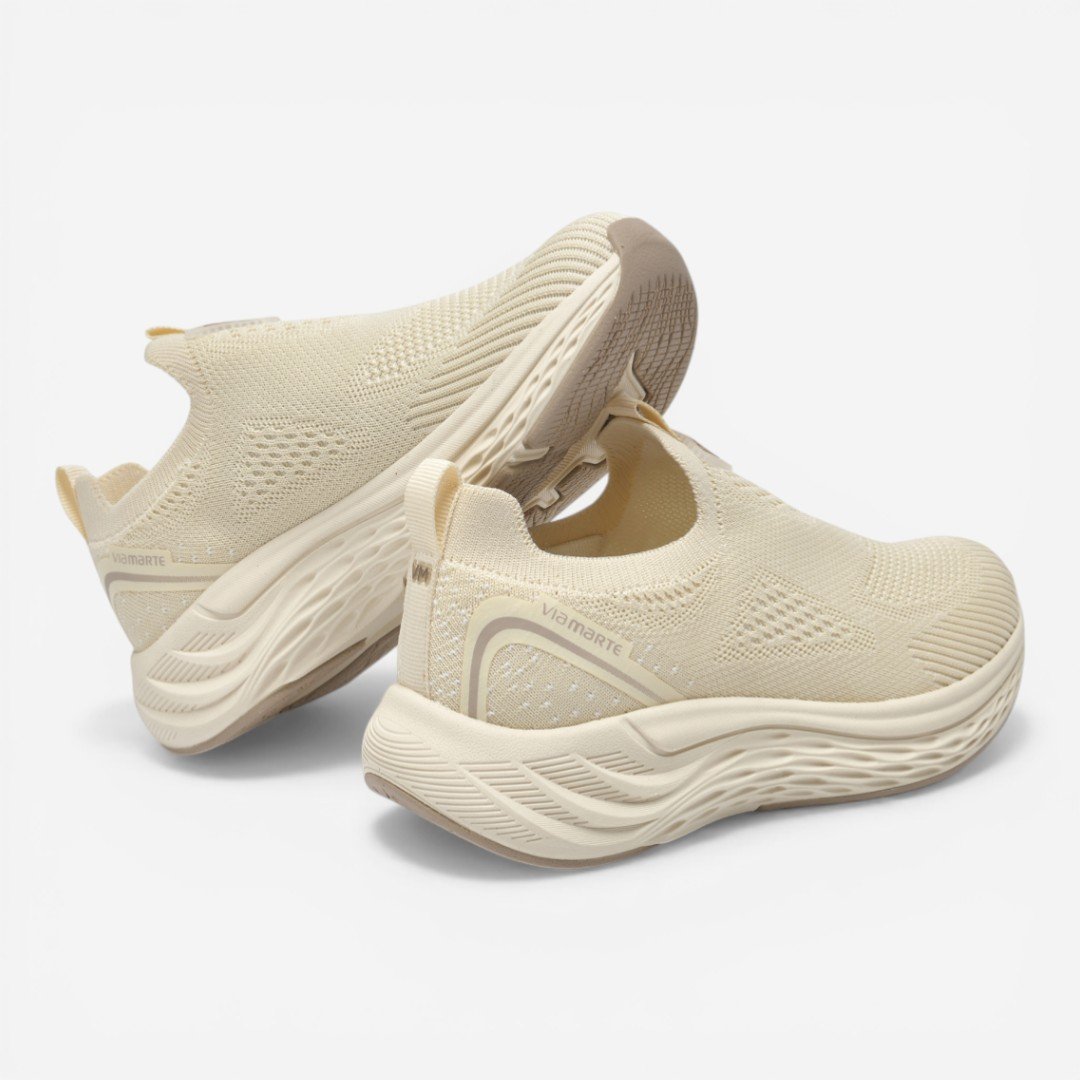 Tênis Slip On Via Marte Casual Knit Marfim Bege 4