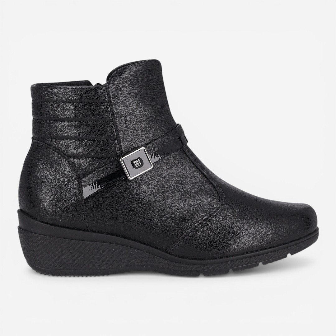 Bota Piccailly Cano Curto Anabela Preta