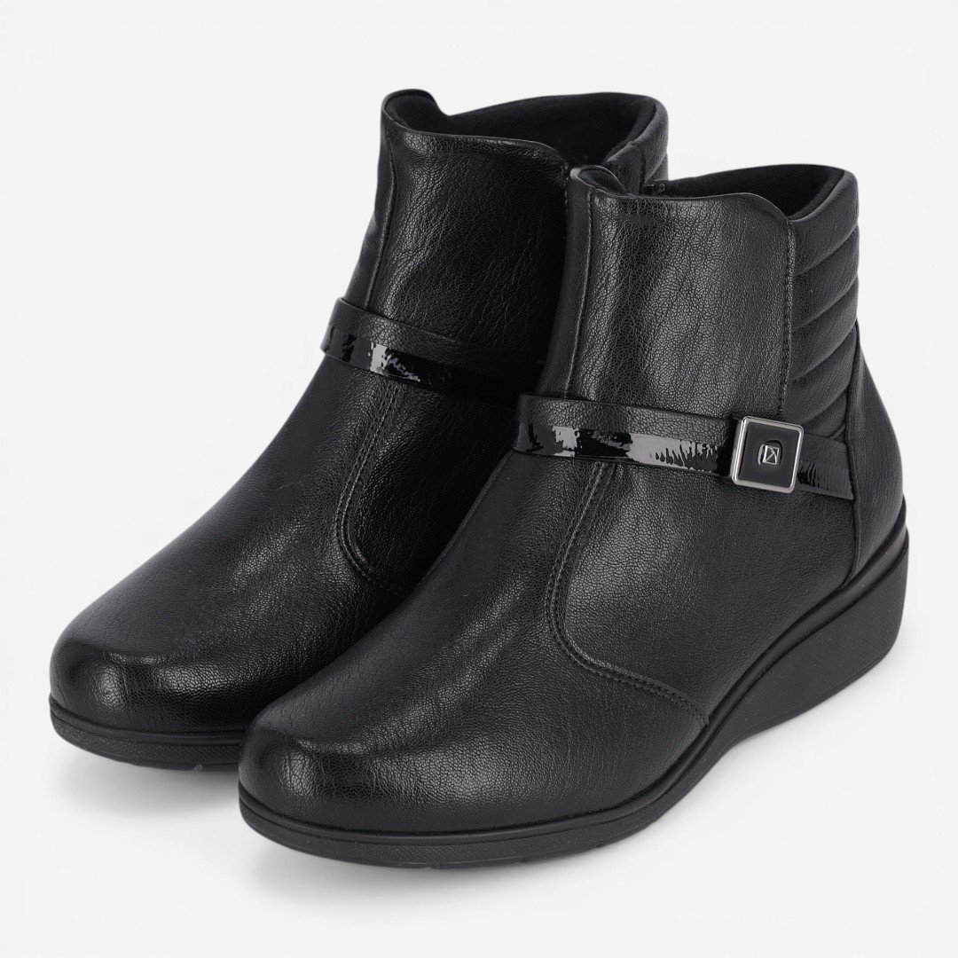 Bota Piccailly Cano Curto Anabela Preta Preto 2