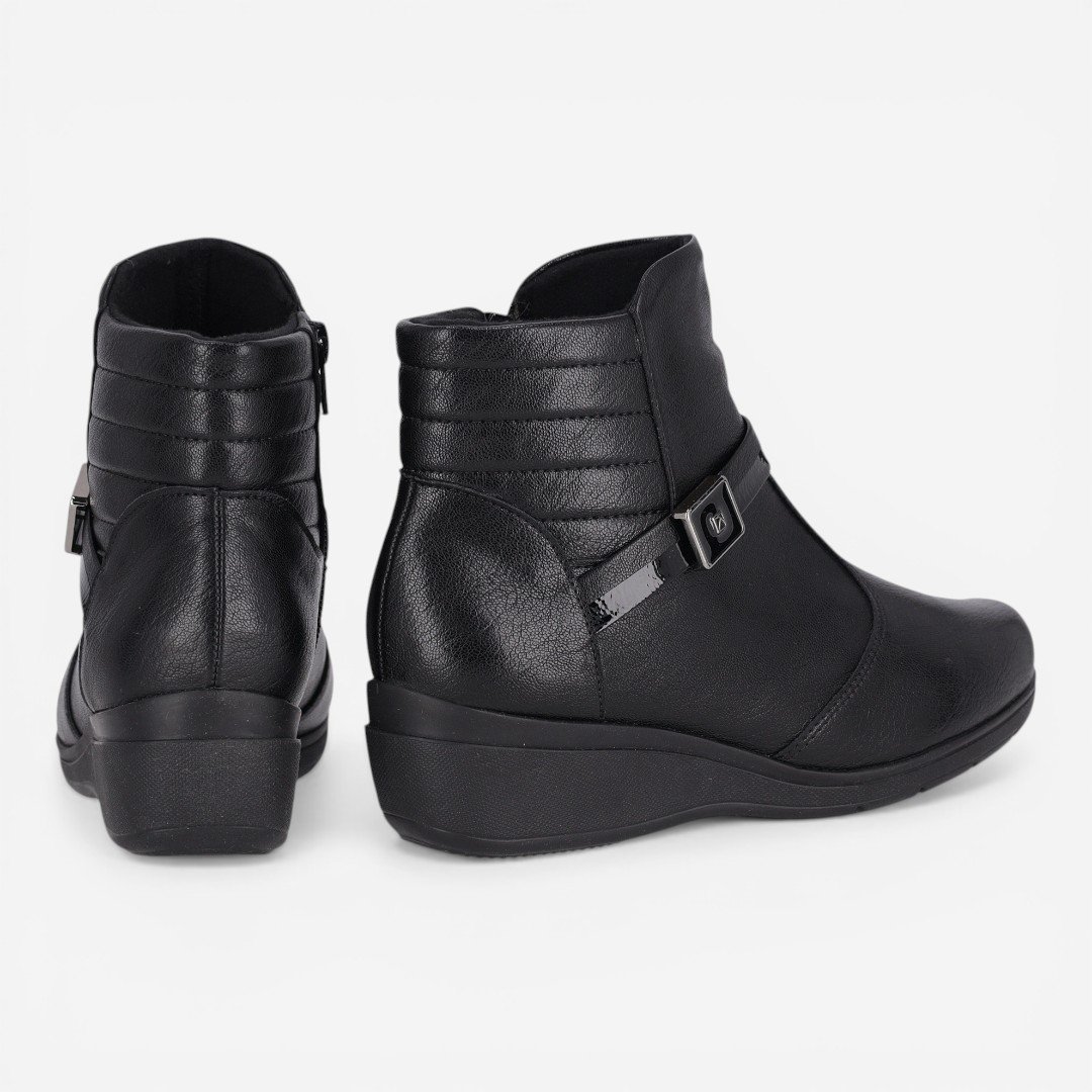 Bota Piccailly Cano Curto Anabela Preta Preto 3