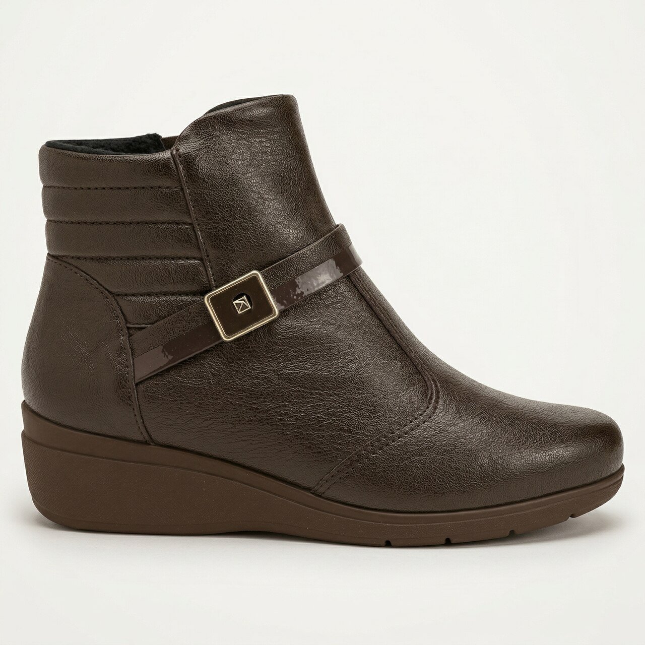 Bota Piccailly Cano Curto Anabela Marrom