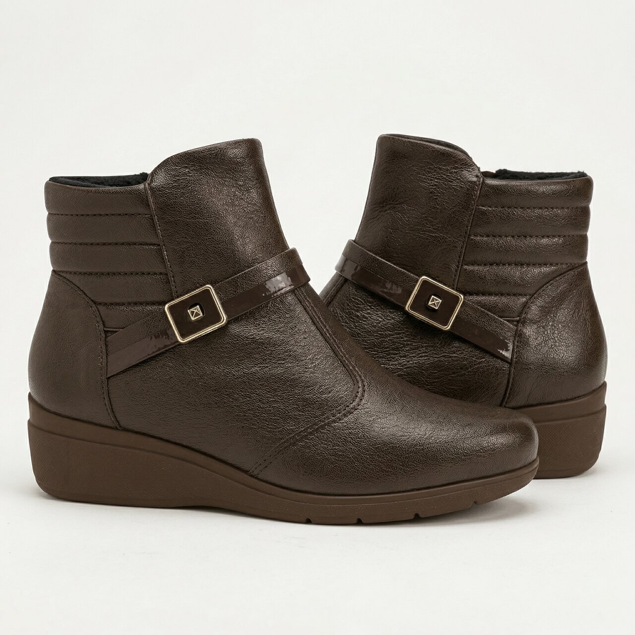 Bota Piccailly Cano Curto Anabela Marrom Marrom 3
