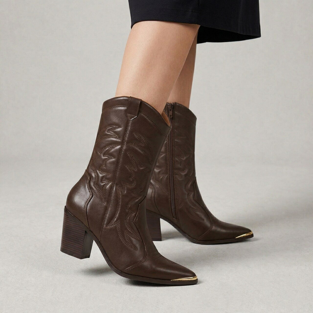 Bota Vizzano Western Cano Médio Marrom Marrom 2