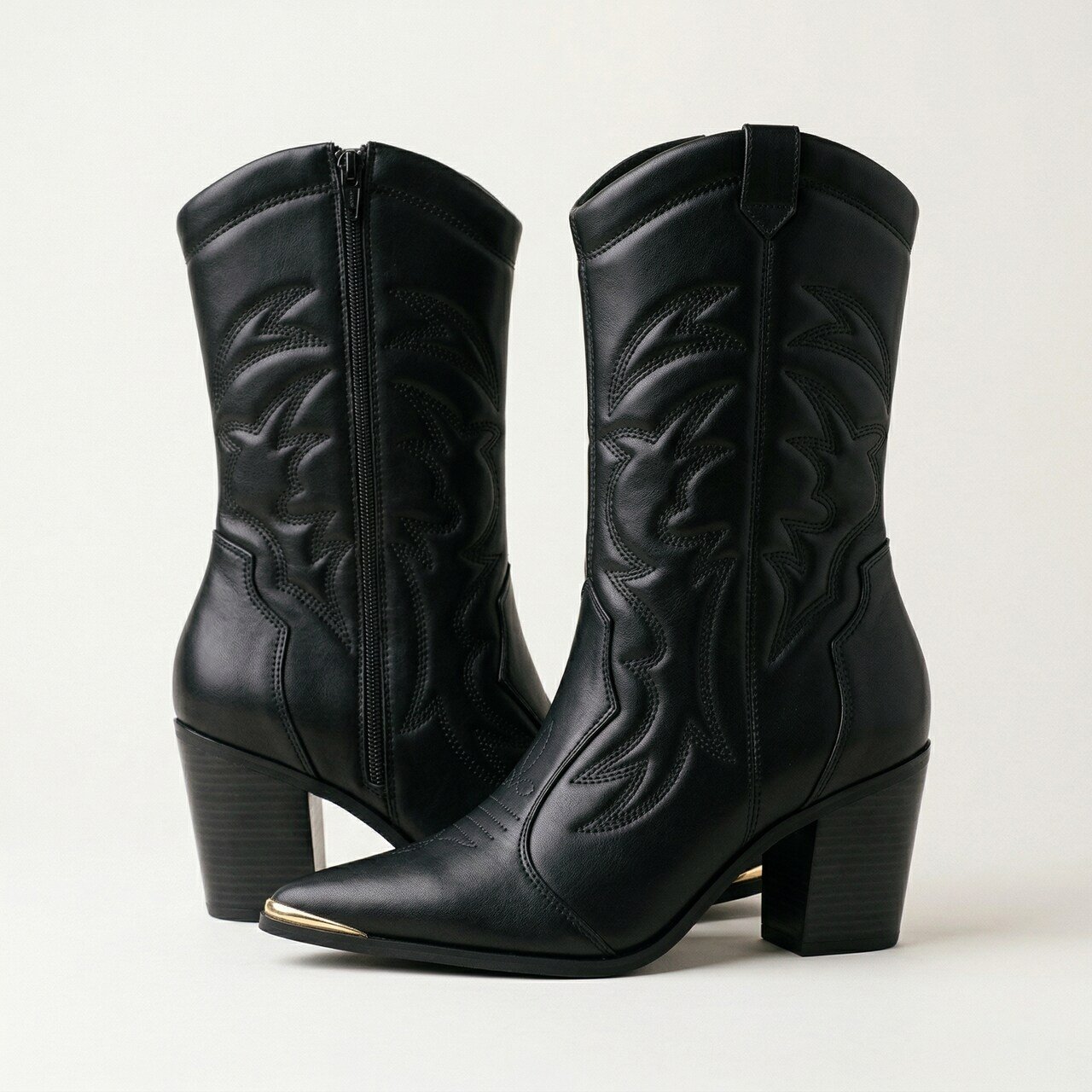 Bota Vizzano Western Cano Médio Preta Preto 3