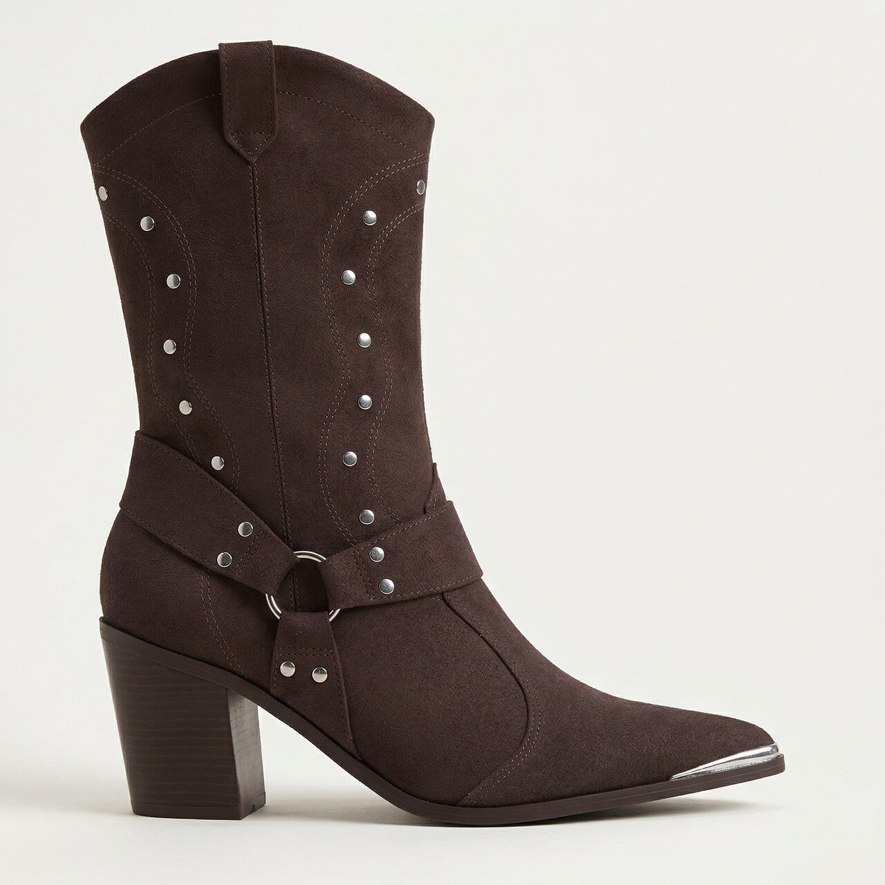 Bota Vizzano Western Cano Médio Marrom Escuro