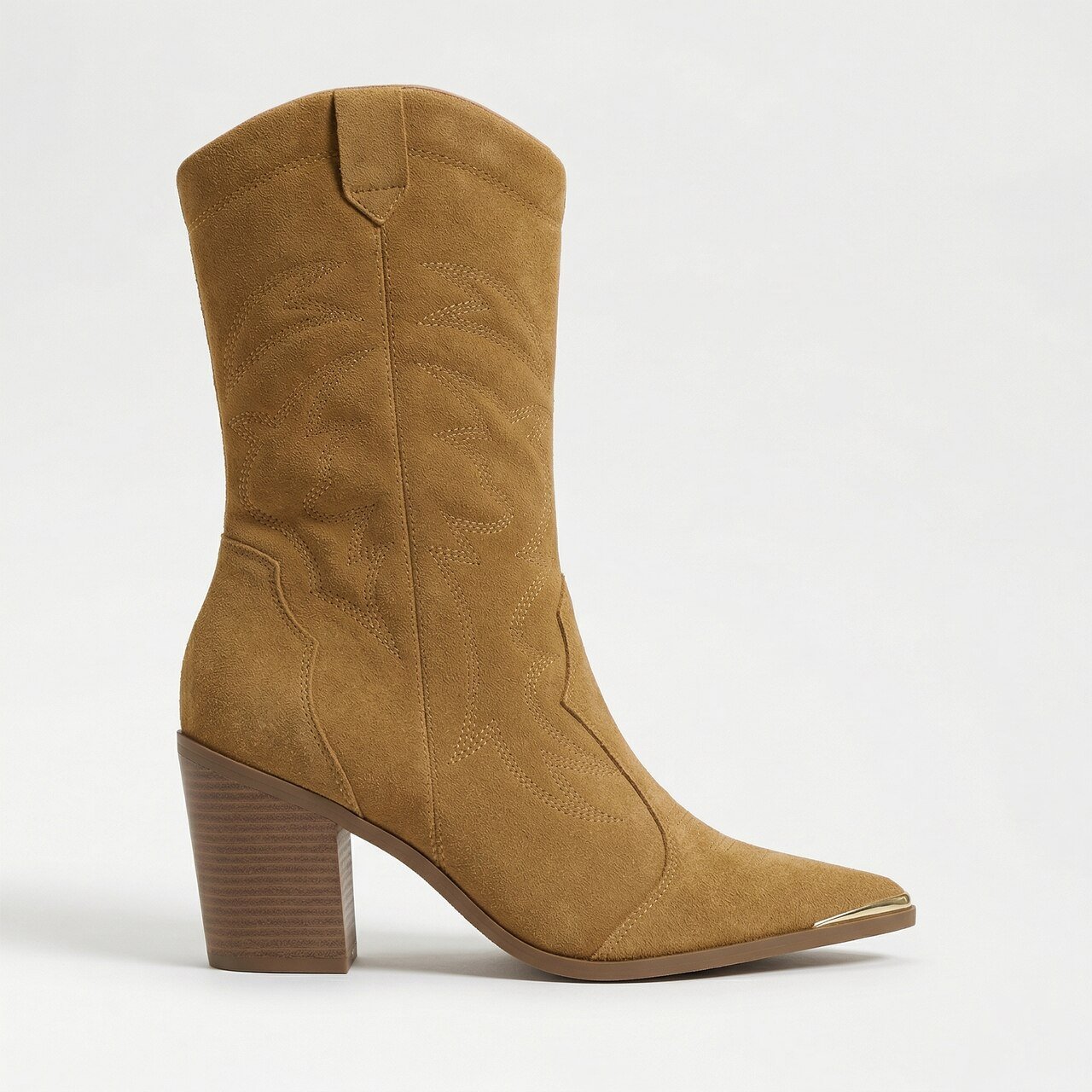 Bota Vizzano Western Cano Médio Camurça Caramelo