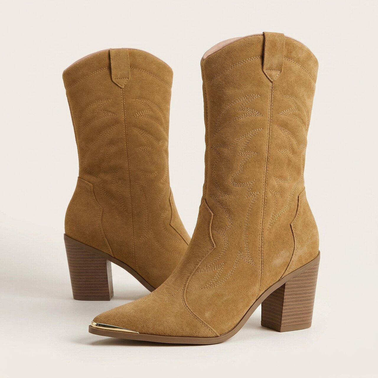Bota Vizzano Western Cano Médio Camurça Caramelo Caramelo 3