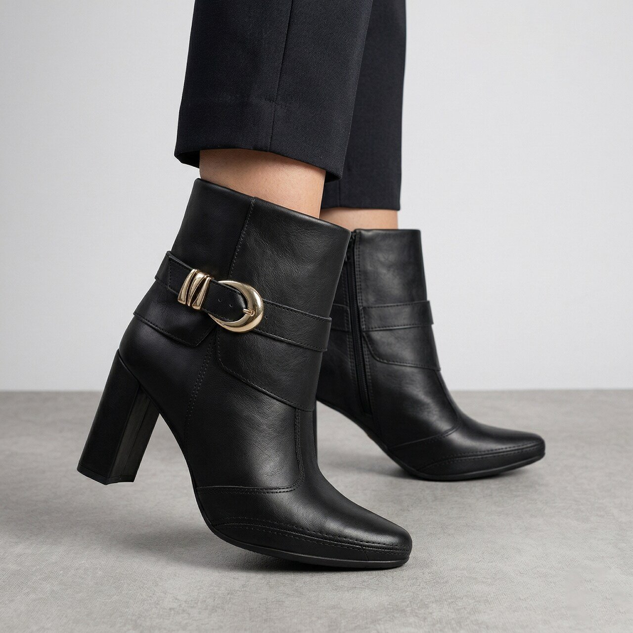 Bota Ramarim Total Comfort Em Couro Preta Preto 2