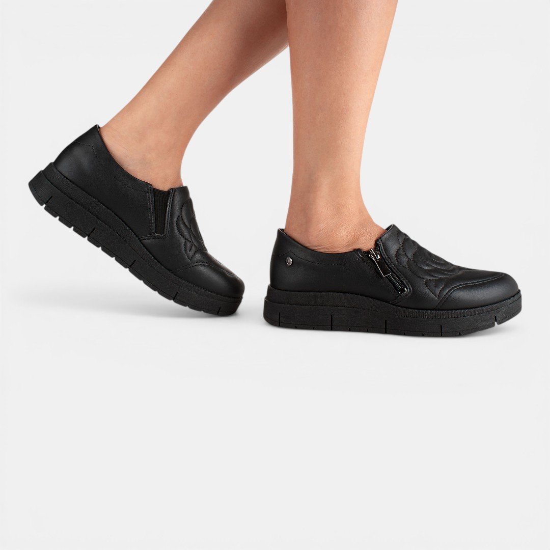 Tênis Campesí Conforto Slip On Casual Preto Preto 3