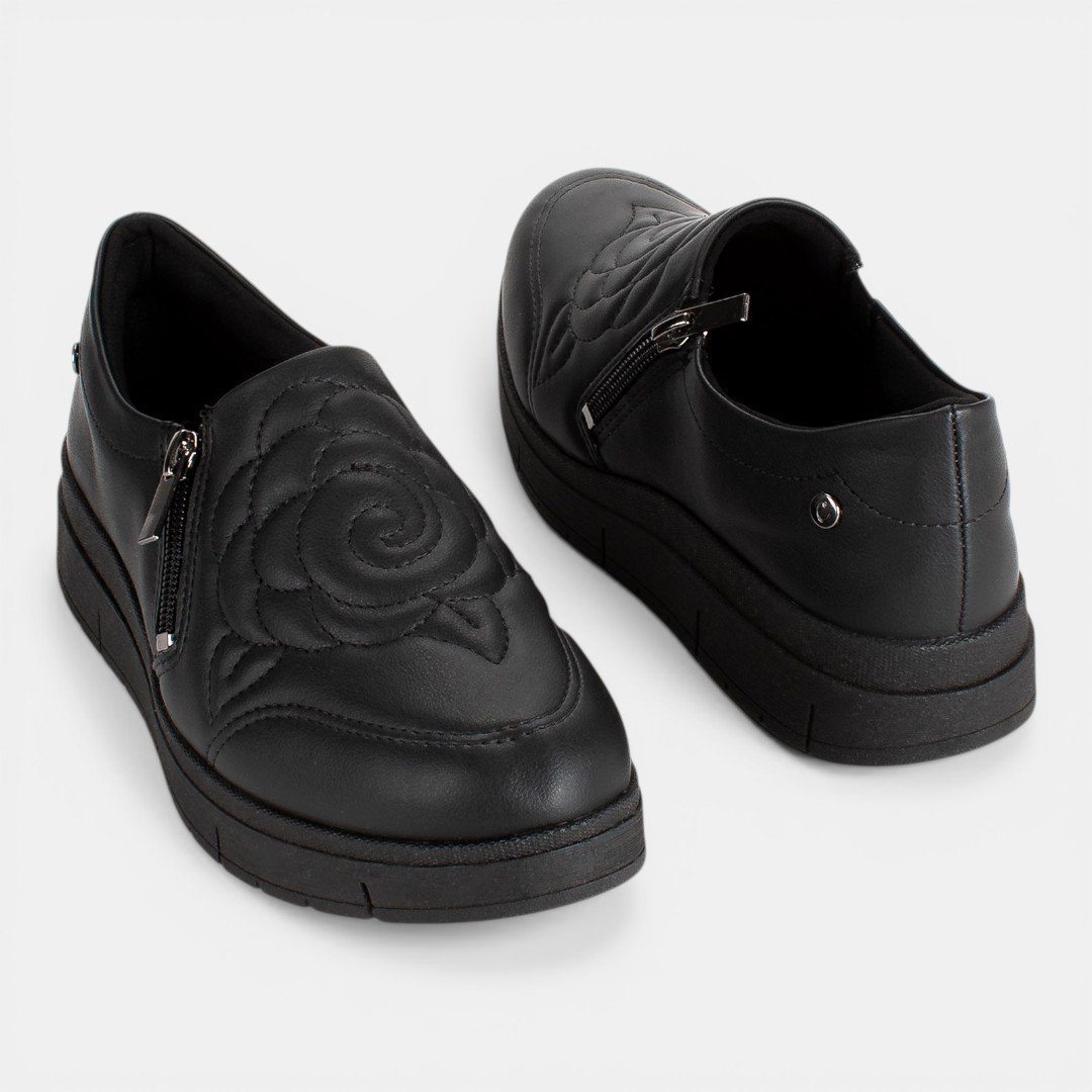 Tênis Campesí Conforto Slip On Casual Preto Preto 7