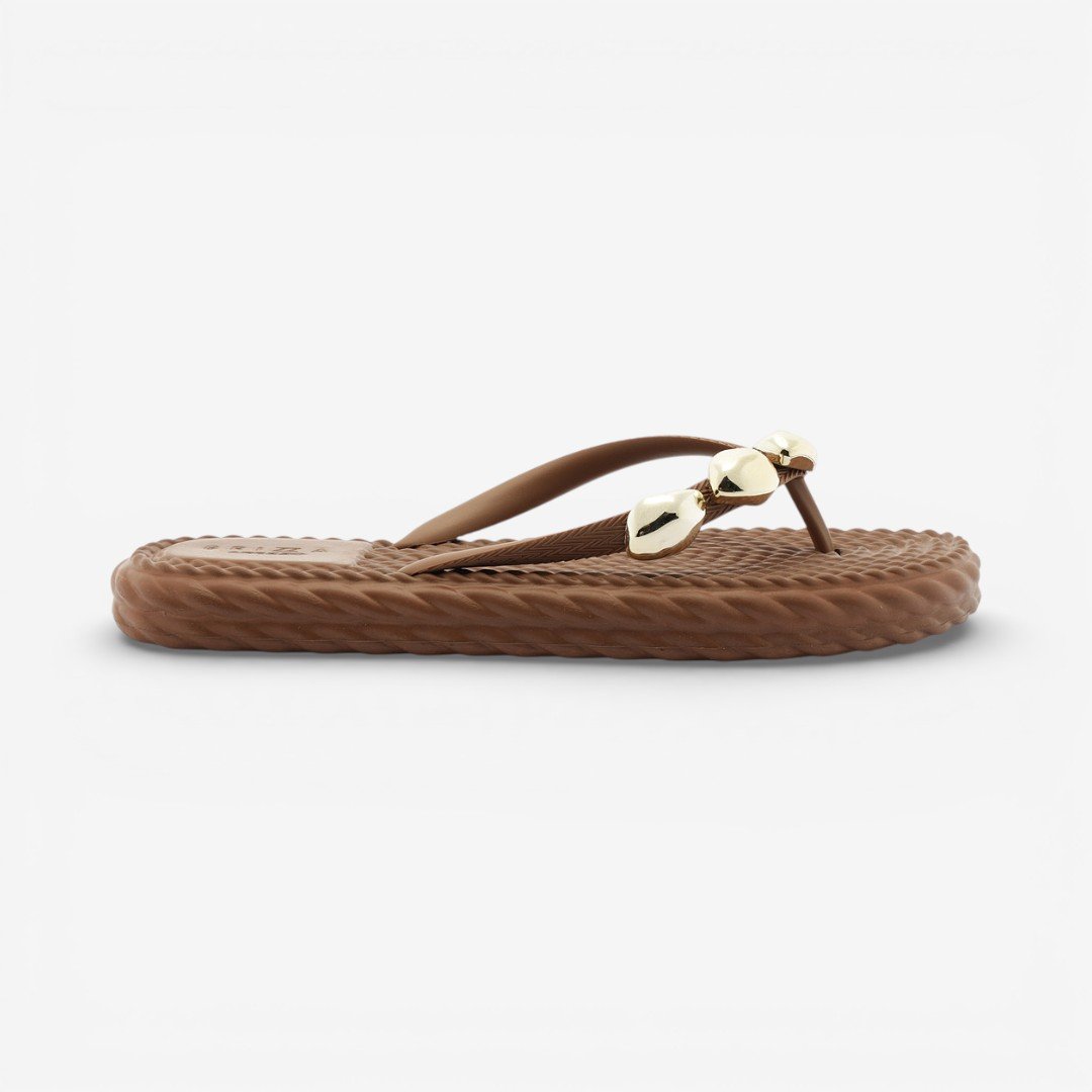 Chinelo Marrom Brizza Arezzo Marrocos Flip Flop Metal