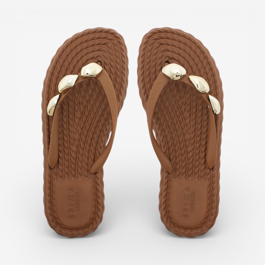 Chinelo Marrom Brizza Arezzo Marrocos Flip Flop Metal Marrom 3