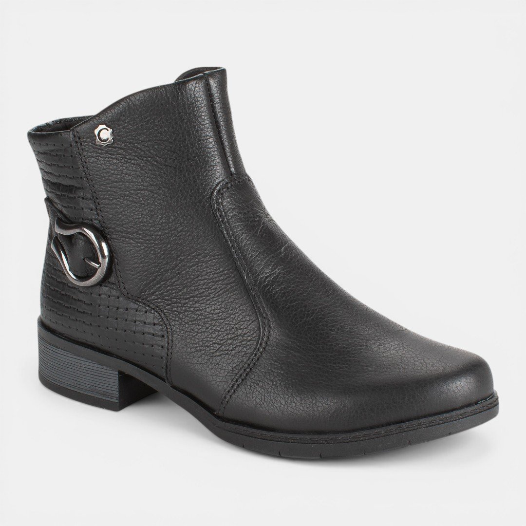 Bota Campesí Cano Curto Em Couro Preto Preto 2