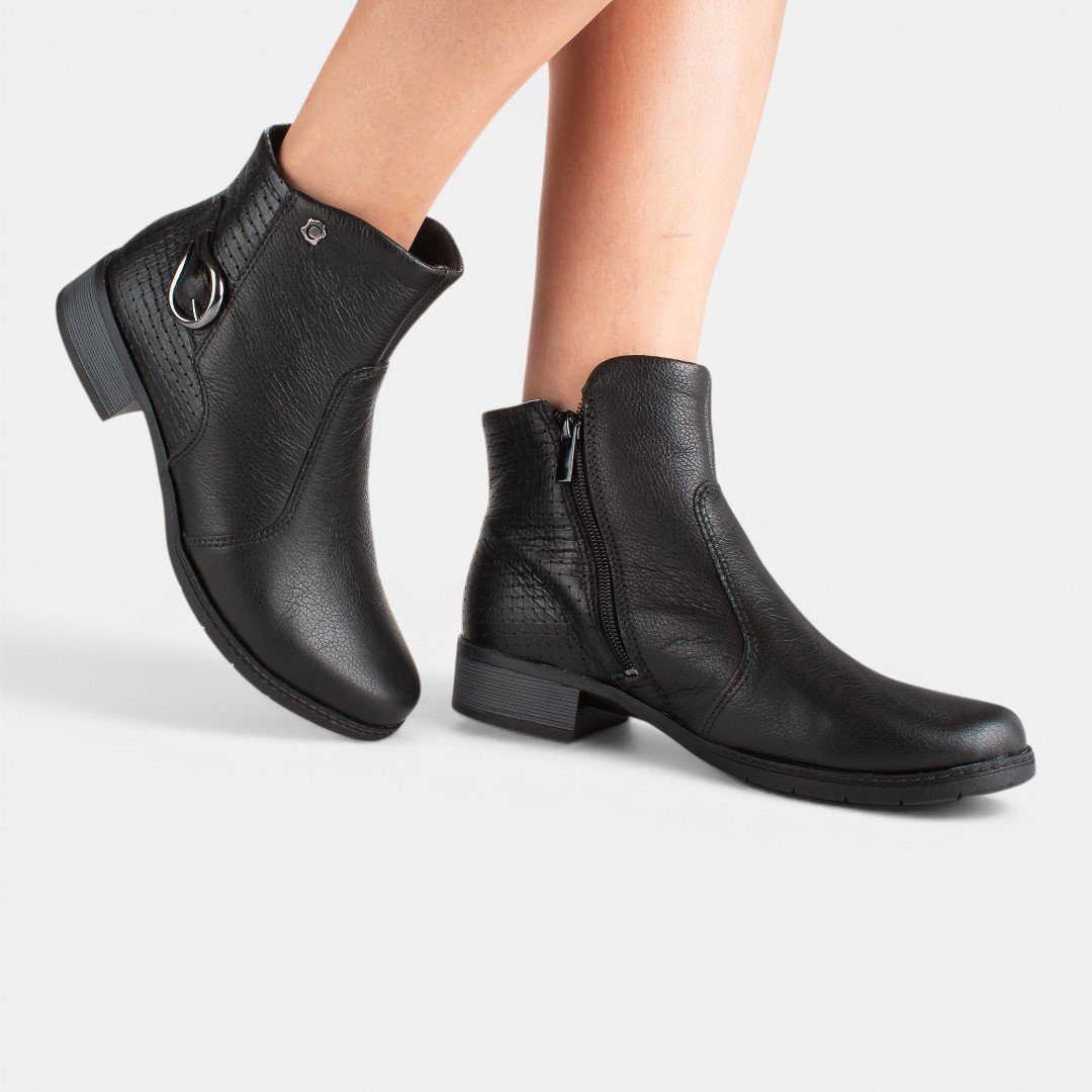 Bota Campesí Cano Curto Em Couro Preto Preto 3