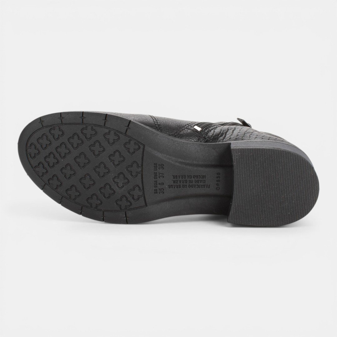 Bota Campesí Cano Curto Em Couro Preto Preto 5