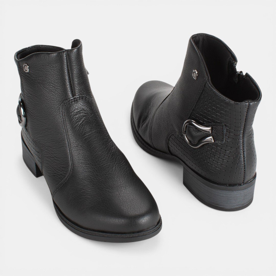 Bota Campesí Cano Curto Em Couro Preto Preto 7
