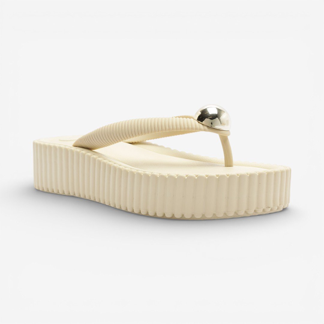 Tamanco Plataforma Off White Brizza Arezzo De Dedo Bege 2