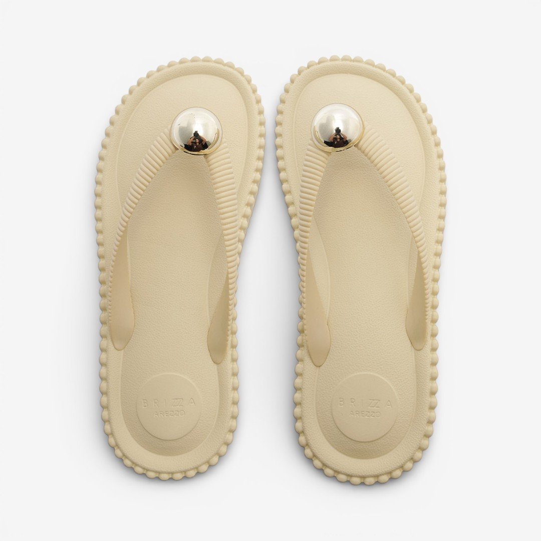 Tamanco Plataforma Off White Brizza Arezzo De Dedo Bege 3