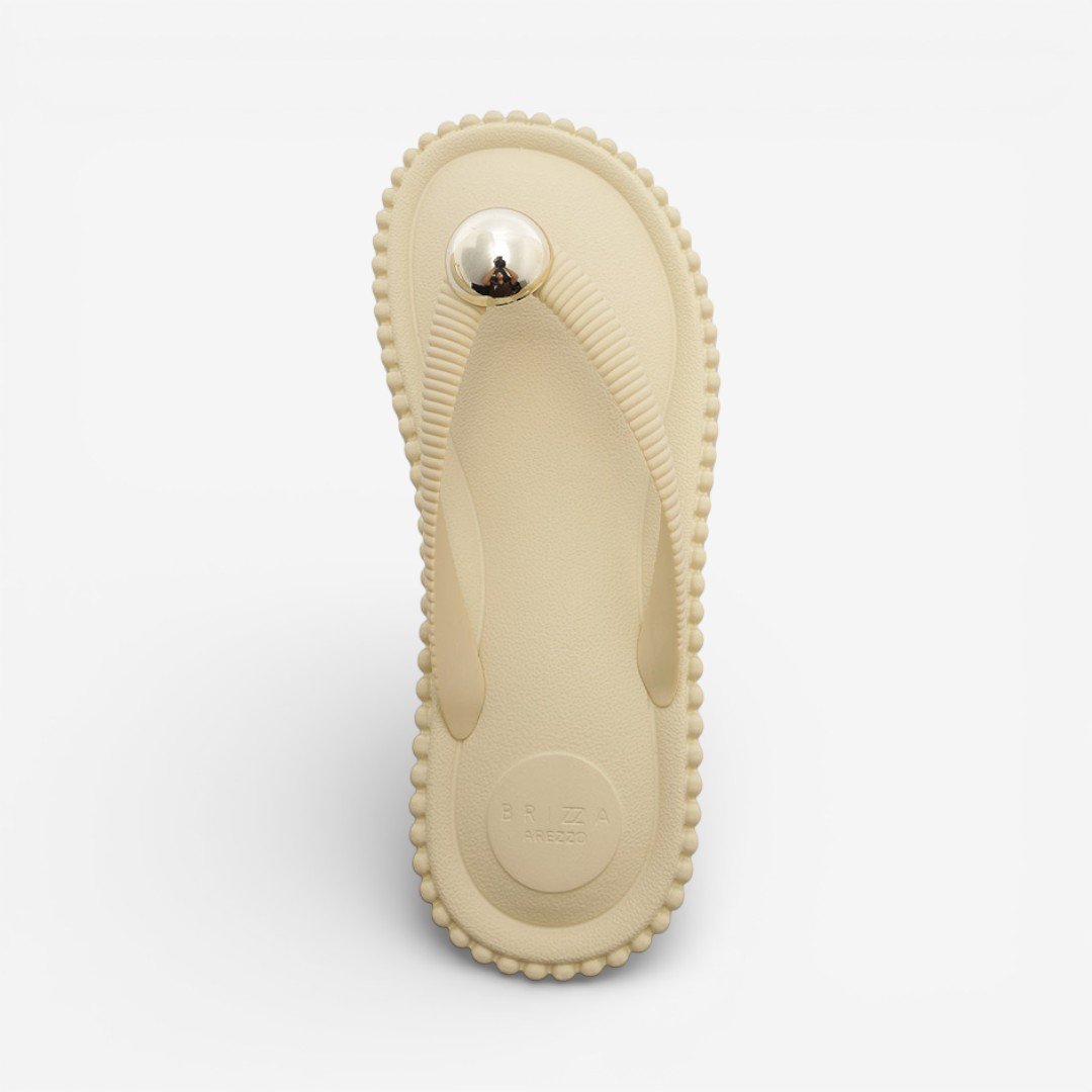 Tamanco Plataforma Off White Brizza Arezzo De Dedo Bege 4
