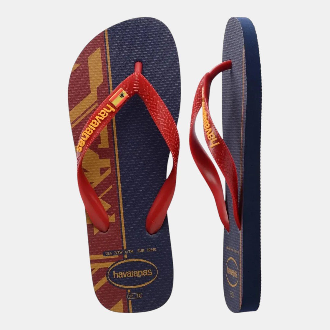 Chinelo Havaianas Top Nations Seleções Espanha Azul Marinho Vermelho 5