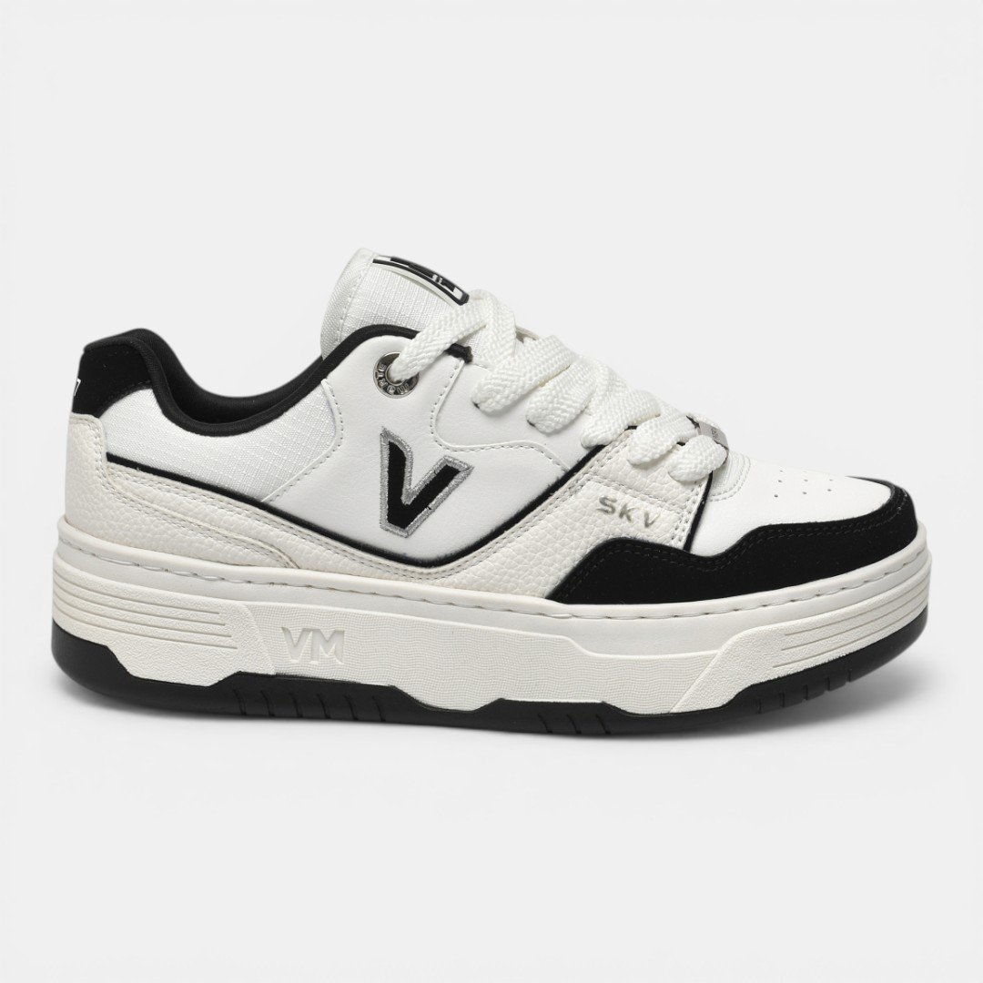 Tênis Via Marte Casual Plataforma Branco com Preto