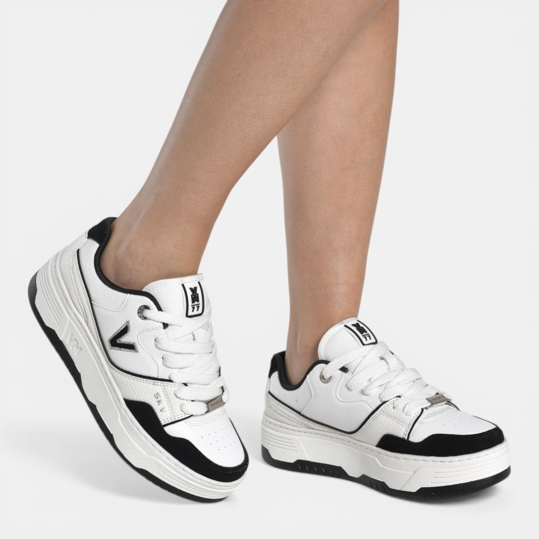 Tênis Via Marte Casual Plataforma Branco com Preto Branco/Preto 3