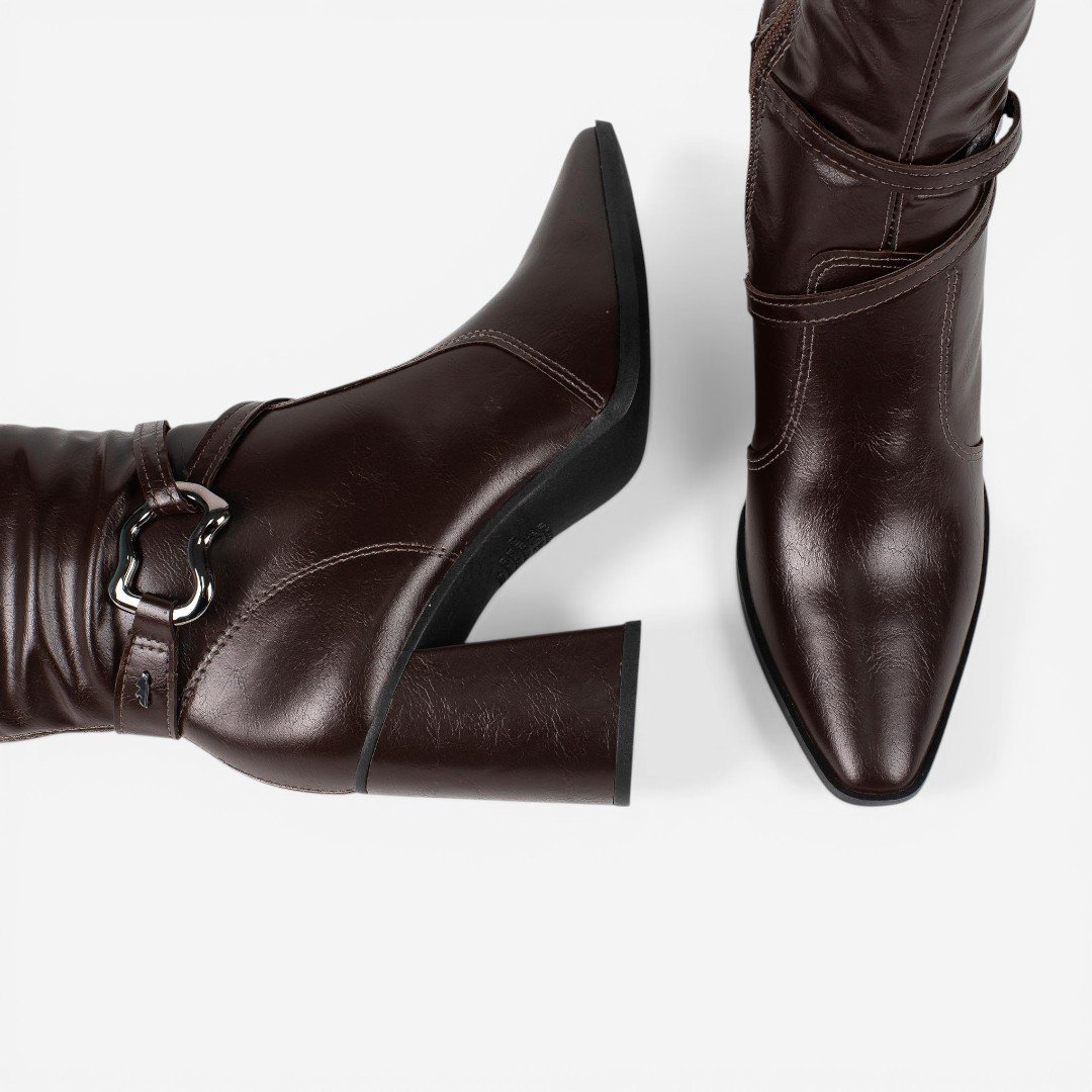 Bota Dakota Cano Longo Salto Bloco Marrom Marrom 7