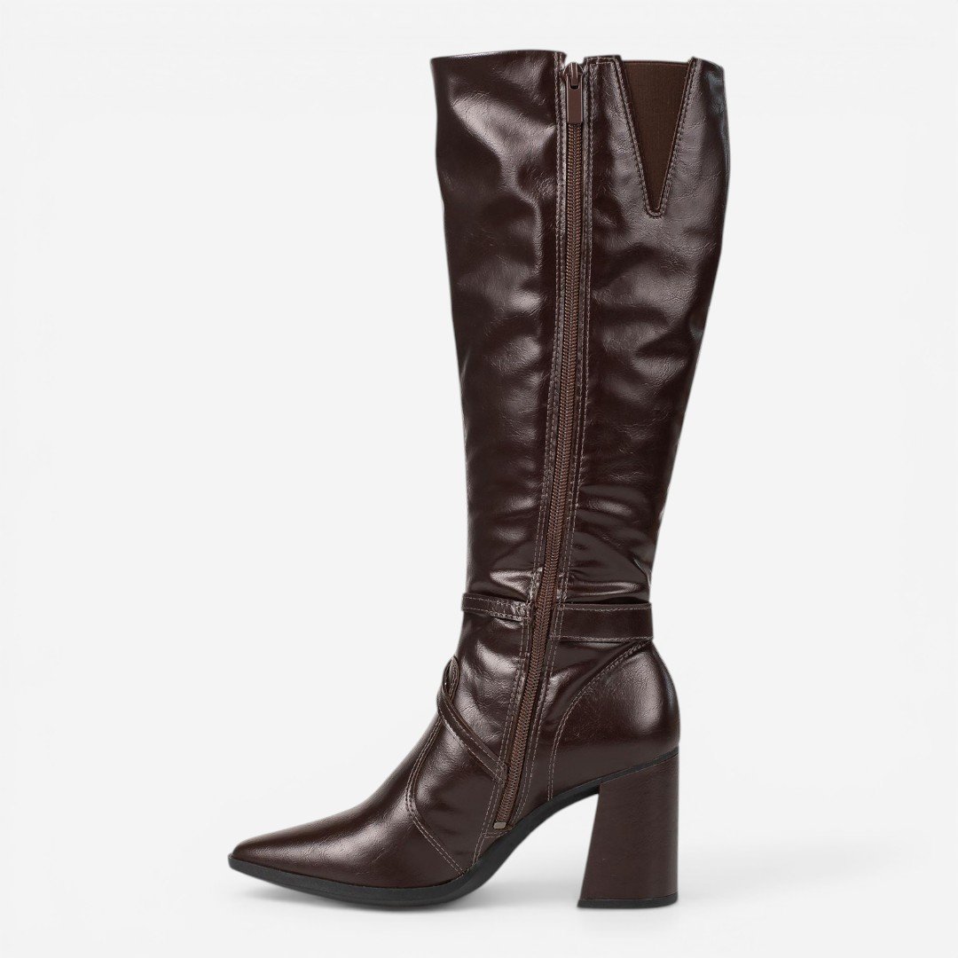Bota Dakota Cano Longo Salto Bloco Marrom Marrom 3